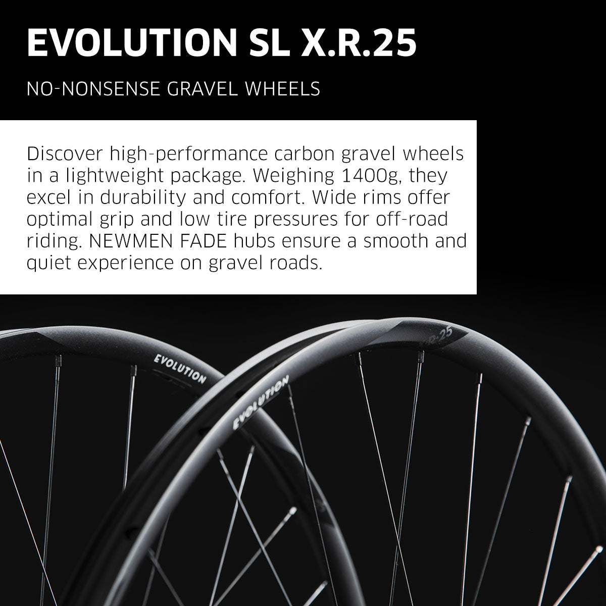 NEWMEN Front Wheel - Evolution SL X.R.25 29" 28h Fade R SP CL 12x100 - Gravel
